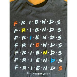 Friends (TV Series) Tee Warner Bros Logo repeat Licensed XL Mens Black RN#115665